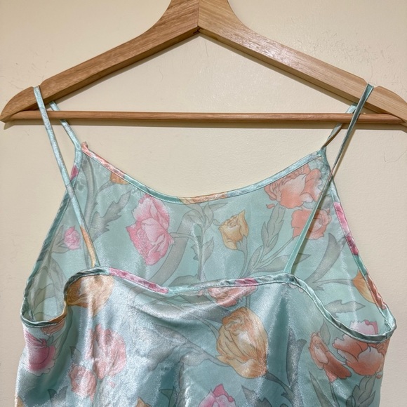 Women’s Vintage Silk Satin Floral Print Tulip Slip Tank Top Pjs Top No Size Tag - Picture 13 of 16